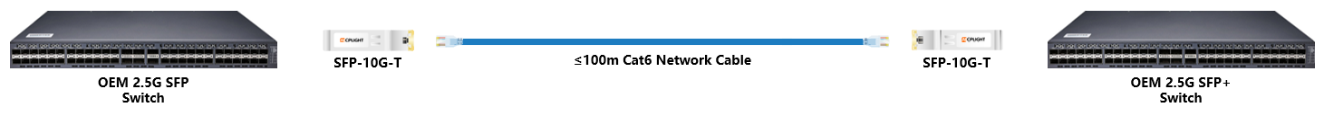 This is a diagram showing the use of a 10G Ethernet module with reduced speed and a 10G module in conjunction.
